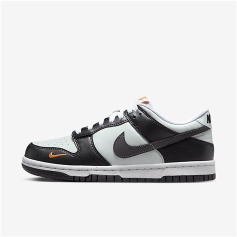 Nike Dunk Low Black Bright Mandarin Mini Swoosh (GS)